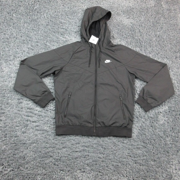 Nike Jacket Mens Small Black Windrunner Hooded Windbreaker Full Zip NWT